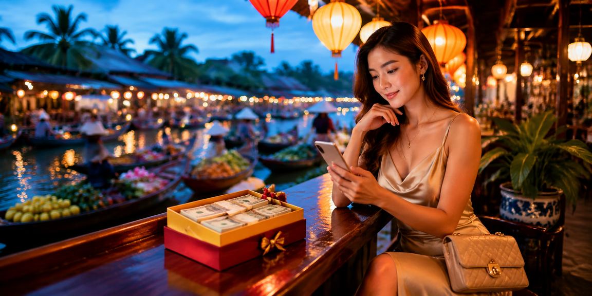 Người dùng Hội An trải nghiệm casino trực tuyến trên điện thoại dưới ánh đèn lồng lung linh